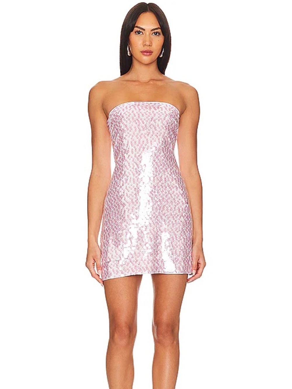 Susana Monaco Dot Sequin Strapless Tube Mini Dress Ballet Pink Small